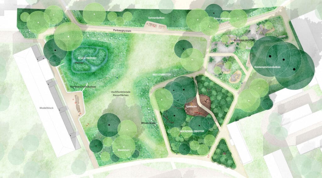 2D Entwurf des Parks am Schwanenteich