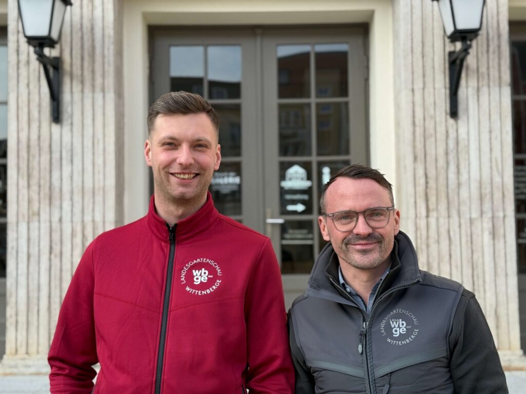 Marius Göttsching, Koordinator für Innenstadt-Veranstaltungen in Wittenberge, und LAGA-Geschäftsführer Ernst Volkhardt laden zur ersten Stadtmarketing-Runde