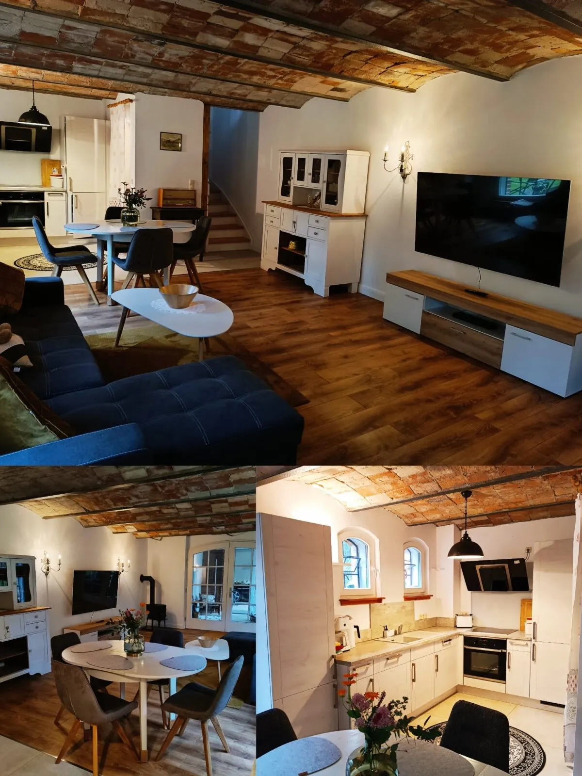 Wohnzimmer und Küche der Ferienwohnung